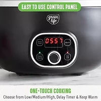 GreenLife Cook Duo Healthy Ceramic Nonstick 6QT Slow Cooker, PFAS-Free, Digital Timer, Dishwasher Safe Parts