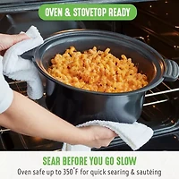 GreenLife Cook Duo Healthy Ceramic Nonstick 6QT Slow Cooker, PFAS-Free, Digital Timer, Dishwasher Safe Parts