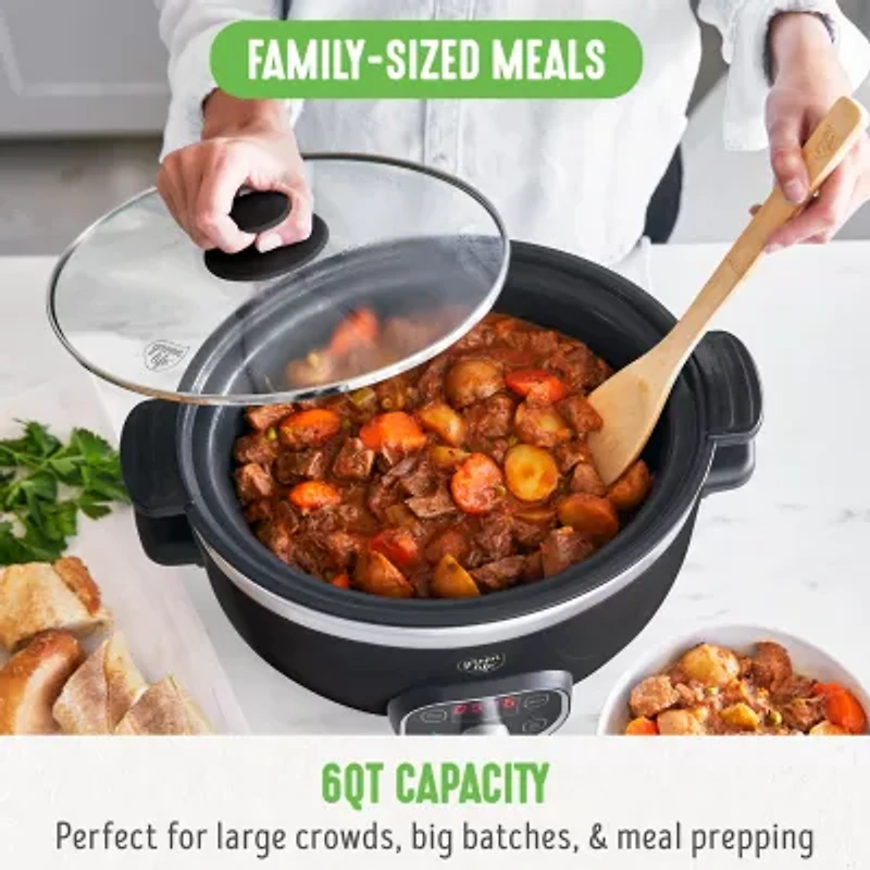 GreenLife Cook Duo Healthy Ceramic Nonstick 6QT Slow Cooker, PFAS-Free, Digital Timer, Dishwasher Safe Parts