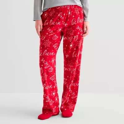 Sleep Chic With Sock Womens Fleece Pajama Pants