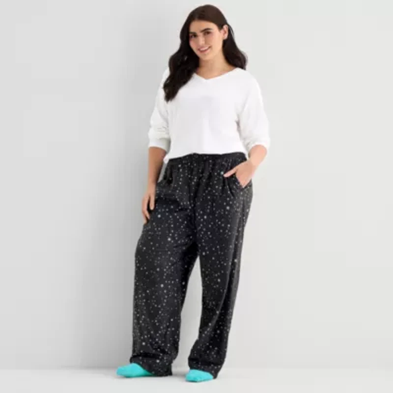 Sleep Chic Womens Fleece Pajama Pants With Sock
