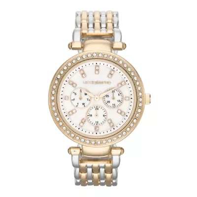 Liz Claiborne Womens Two-Tone & Crystal-Accent Oversized Watch