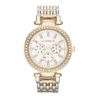 Liz Claiborne Womens Two-Tone & Crystal-Accent Oversized Watch