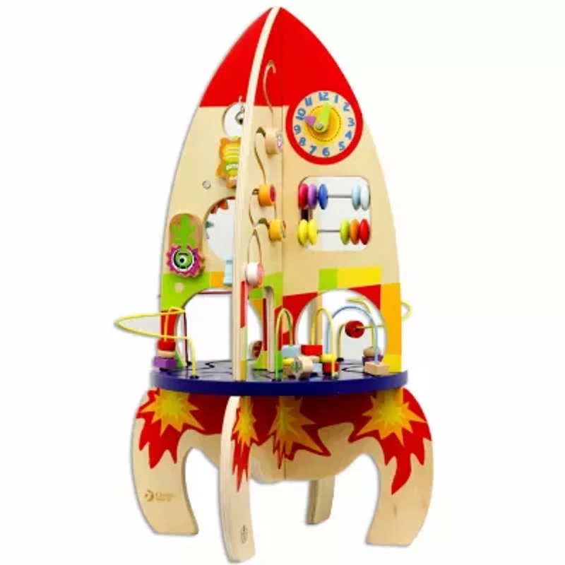 Classic Toys Classic Toy Wooden Multi-Activity Rocket Playset Toy Playset