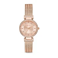 Relic By Fossil Savannah Womens Crystal Accent Rose Goldtone Stainless Steel Bracelet Watch Zr34577