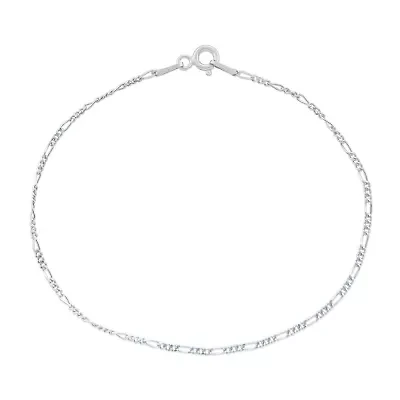 Silver Treasures Made Italy 7.25-8" Womens Sterling 7.25 Inch Solid Figaro Chain Bracelet