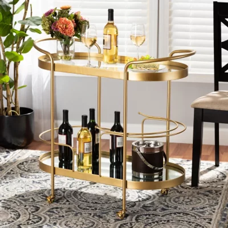 Kamal Dining Room Collection Metal-Top Serving Cart