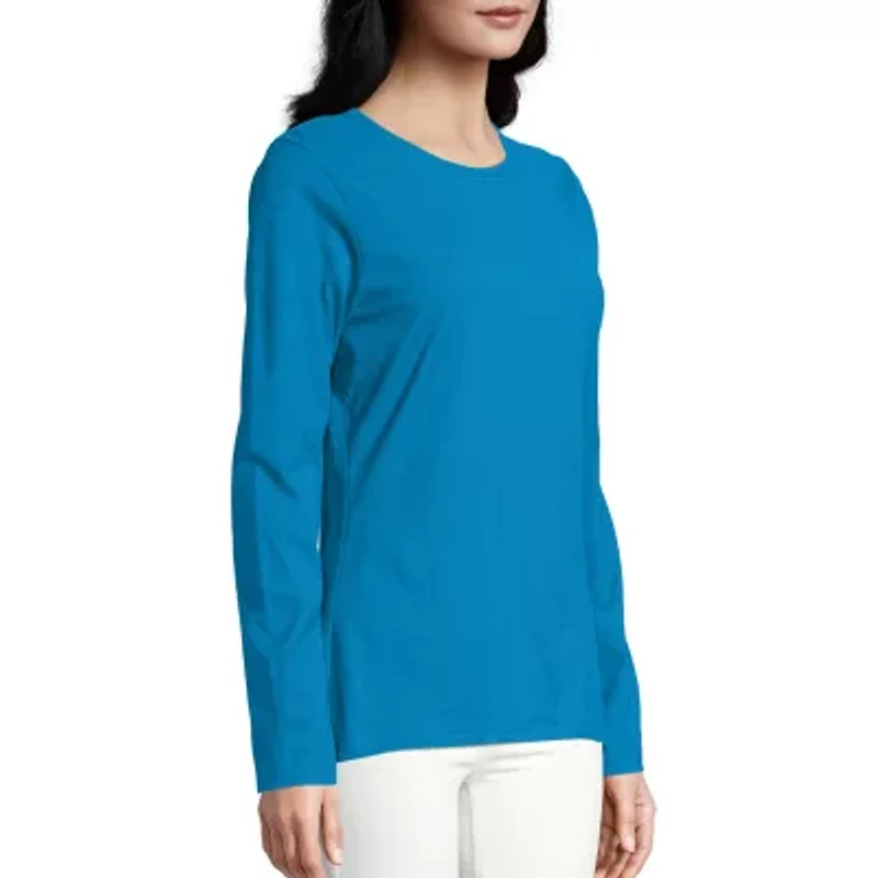 Hanes Womens Crew Neck Long Sleeve Active T-Shirt