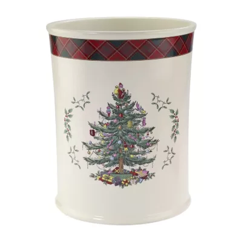Spode Christmas Tree Tartan Trash Can