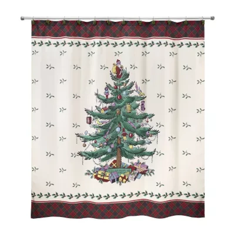 Spode Christmas Tree Tartan Shower Curtain