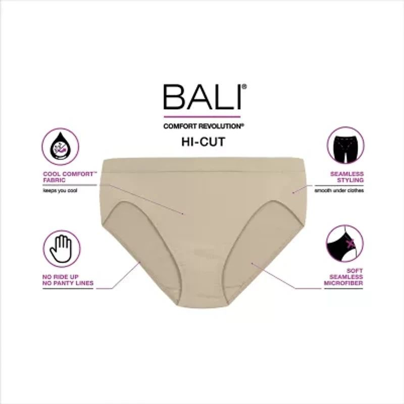 Bali Comfort Revolution Womens Average + Full Figure Seamless High Cut Panty 303j