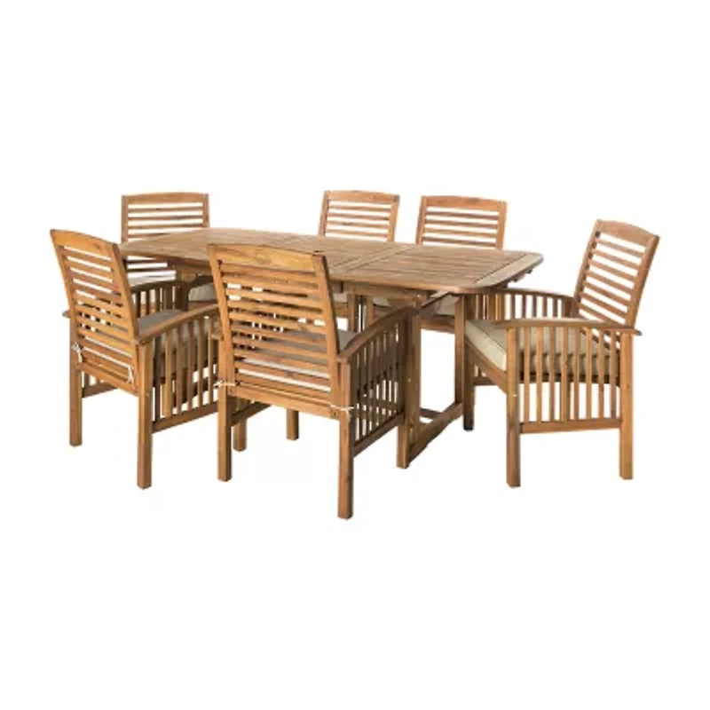 Walker Edison Willard Collection 7-pc. Weather Resistant Dining Set