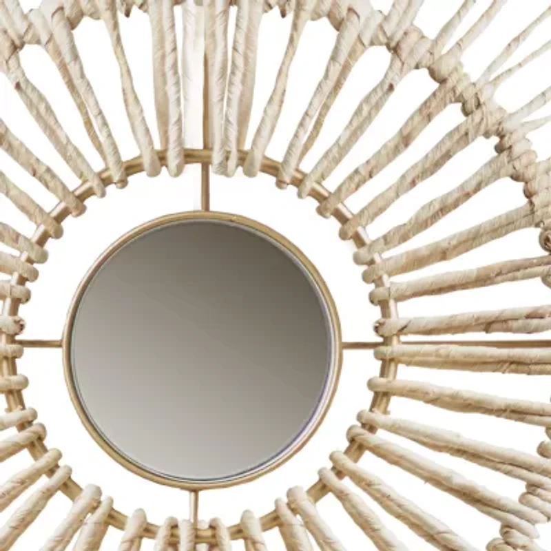 Madison Park Ella Round Natural Fiber And Mirror 3-pc. Wall Art Set