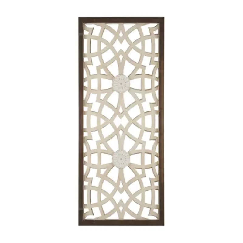 Madison Park Damask Geometric Two-Tone Wood Wall Art