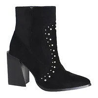 Yoki Womens Blonde Stacked Heel Booties