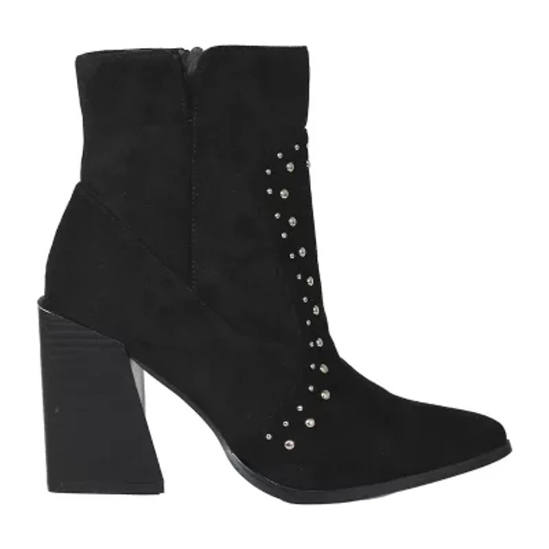 Yoki Womens Blonde Stacked Heel Booties