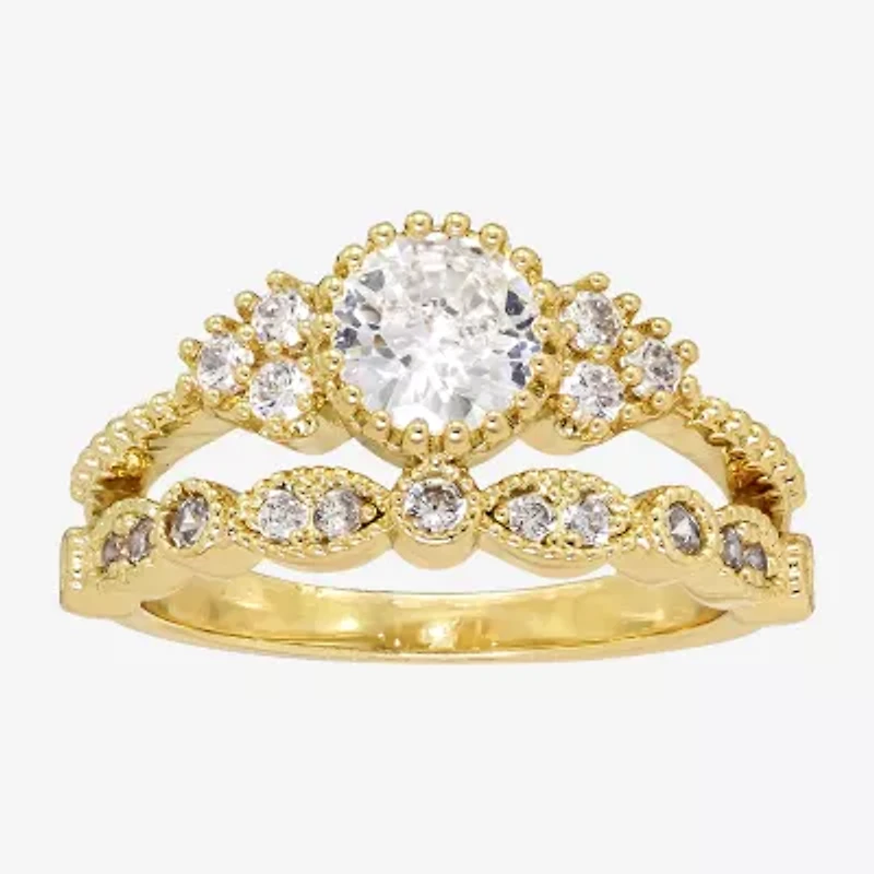 Sparkle Allure Womens Cubic Zirconia Pure Silver Over Brass Moon Bridal Set