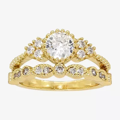 Sparkle Allure Womens Cubic Zirconia Pure Silver Over Brass Moon Bridal Set