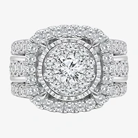 (I / I1) Womens 4 CT. T.W. Lab Grown White Diamond 10K or 14K Gold Cushion Halo Engagement Ring