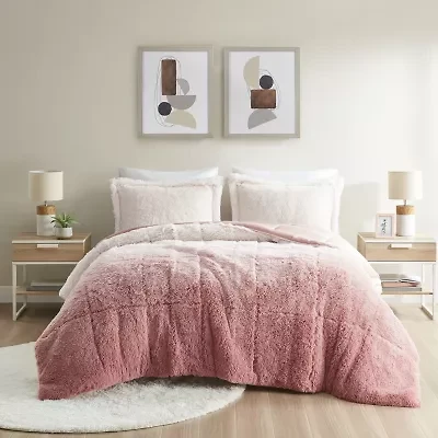 Intelligent Design Ella Ombre Shaggy Long Faux Fur Comforter Set
