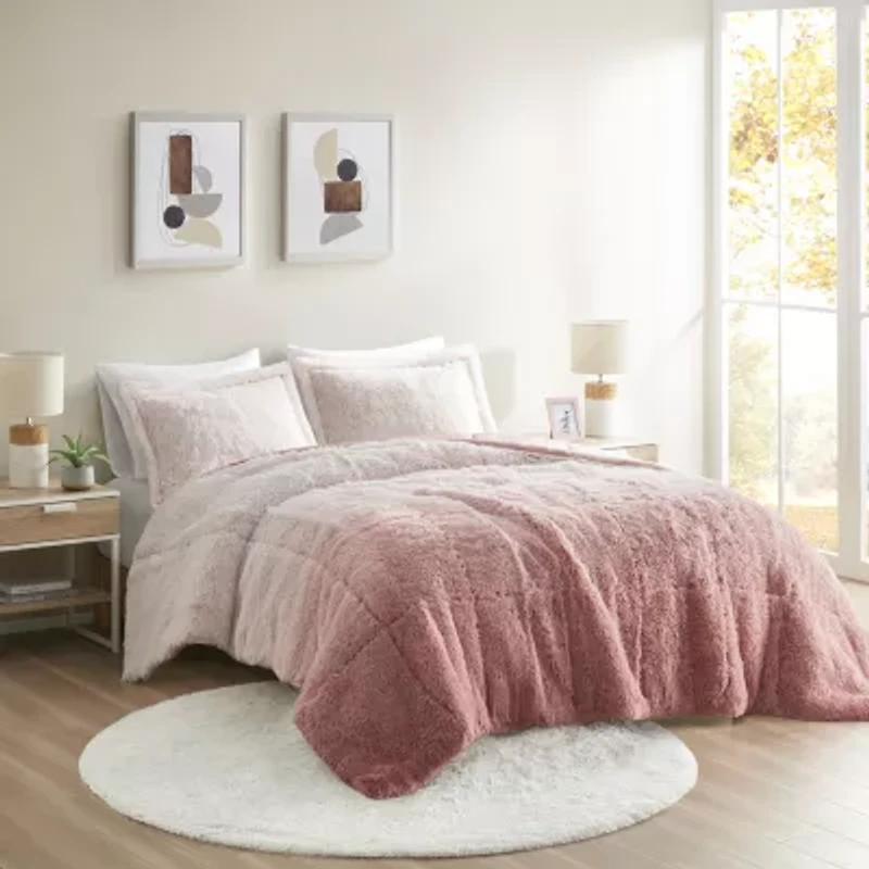 Intelligent Design Ella Ombre Shaggy Long Faux Fur Comforter Set