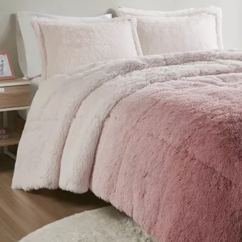 Intelligent Design Ella Ombre Shaggy Long Faux Fur Comforter Set