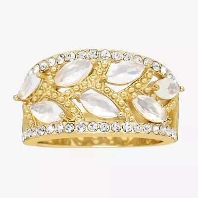 Sparkle Allure Womens 6MM White Crystal 14K Gold Over Brass Band