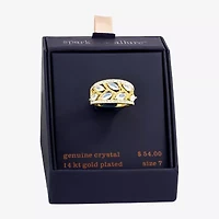 Sparkle Allure Womens 6MM White Crystal 14K Gold Over Brass Band