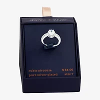 Sparkle Allure Womens Cubic Zirconia Pure Silver Over Brass Oval Halo Engagement Ring