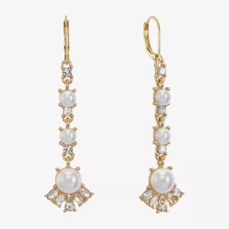 Monet Jewelry Linear Womens Simulated Pearl Drop Earrings