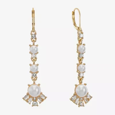 Monet Jewelry Linear Womens Simulated Pearl Drop Earrings
