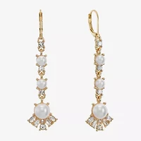 Monet Jewelry Linear Womens Simulated Pearl Drop Earrings