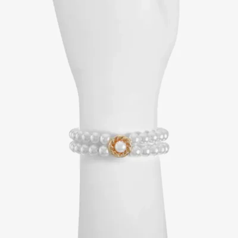 Monet Jewelry Womens Simulated Pearl Stretch Bracelet