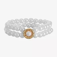 Monet Jewelry Womens Simulated Pearl Stretch Bracelet