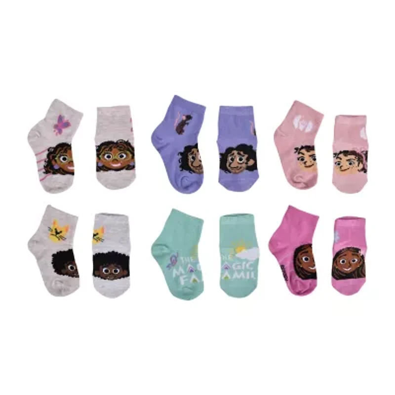 Encanto Toddler Girls Multi-Pack 6 Pair Quarter Ankle Socks