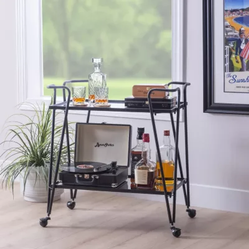 Hera Glass-Top Bar Cart