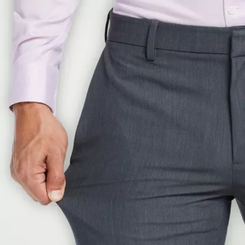 Savane Stretch Twill Mens Slim Fit Dress Flat Front Pant