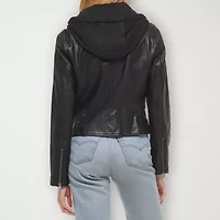 Levi's® Womens Faux Leather Hooded Motorcycle Jacket