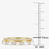 Womens 2.5MM White Cultured Freshwater Pearl 14K Gold Over Silver Stackable Ring