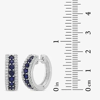 Womens Lab Created Blue Sapphire Sterling Silver 19.5mm Hoop Earrings