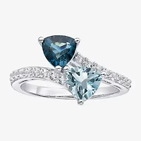 Womens Blue Topaz Sterling Silver Cocktail Ring