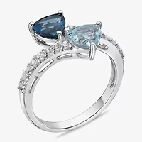 Womens Blue Topaz Sterling Silver Cocktail Ring