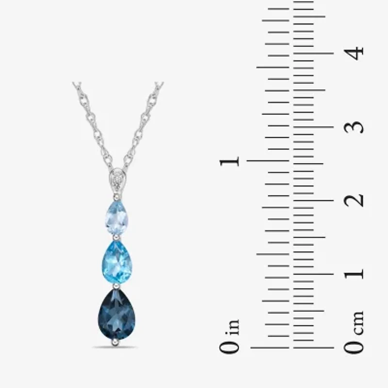 Womens Genuine Blue Topaz Sterling Silver Pear 18 Inch Pendant Necklace