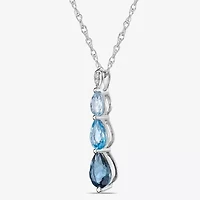 Womens Genuine Blue Topaz Sterling Silver Pear 18 Inch Pendant Necklace