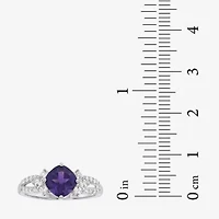 Womens Genuine Purple Amethyst Sterling Silver Cocktail Ring