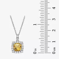 Womens Genuine Yellow Citrine Sterling Silver 18 Inch Pendant Necklace