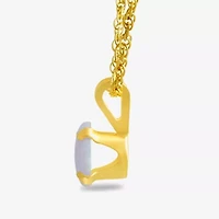 Womens Gemstone 10K Gold 4MM Round Pendant Necklace