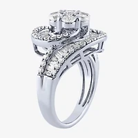 Diamond Blossom (G / Si2) Womens 2 CT. T.W. Lab Grown White 10K Gold Cluster Side Stone Cocktail Ring