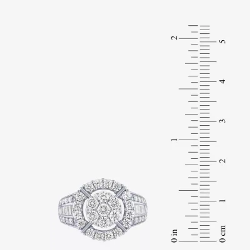 Diamond Blossom (G / Si2) Womens 2 CT. T.W. Lab Grown White 10K Gold Round Cocktail Ring