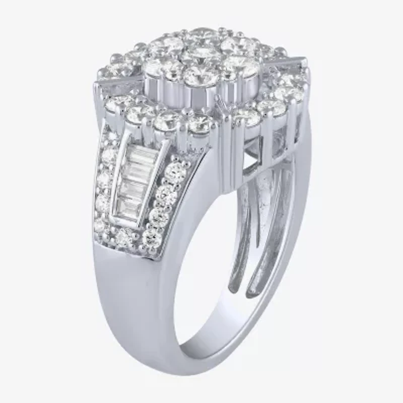 Diamond Blossom (G / Si2) Womens 2 CT. T.W. Lab Grown White 10K Gold Round Cocktail Ring